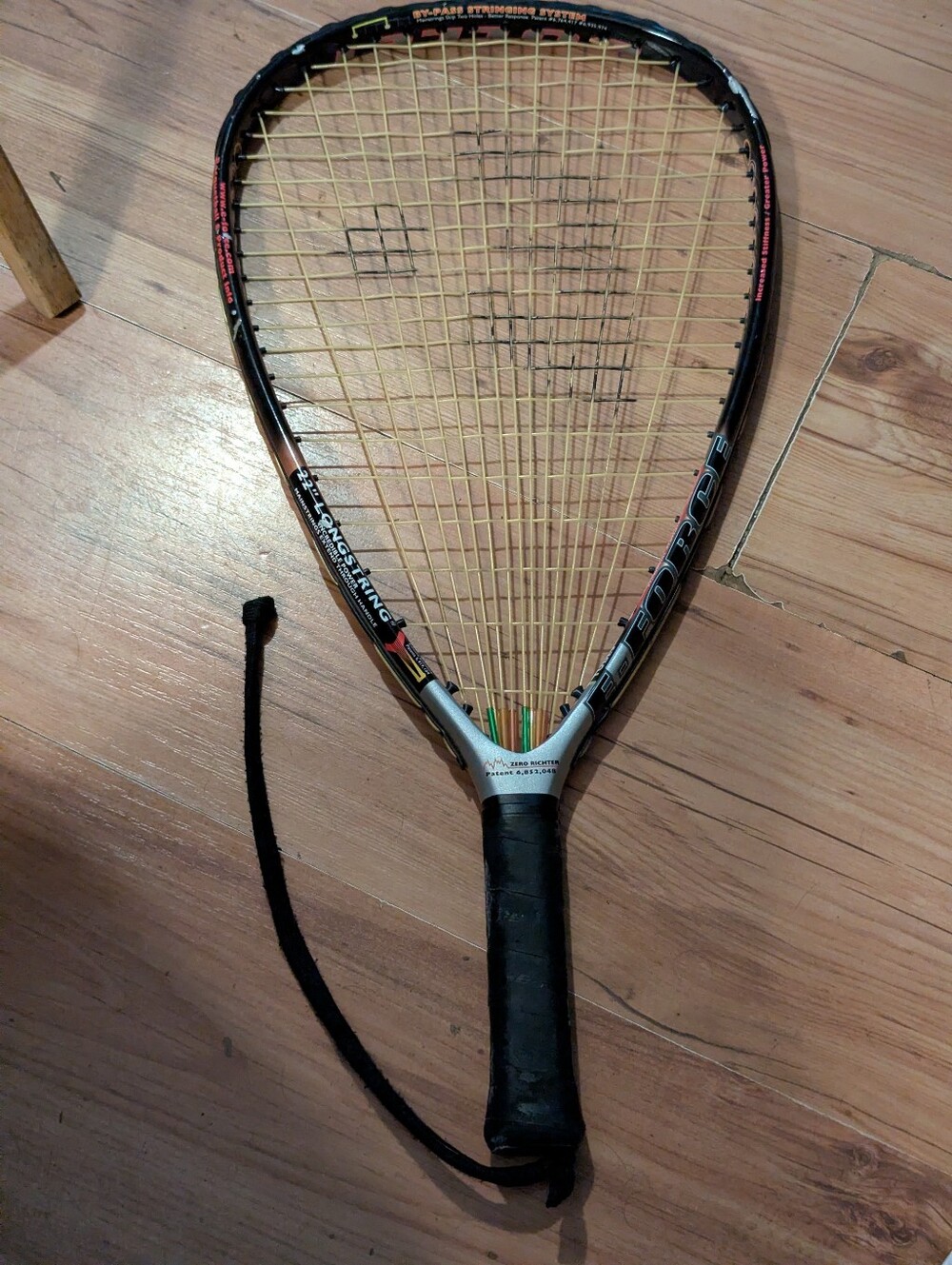 E-Force 22” Long String Racquetball Racquet featuring Zero Richter tubes Black